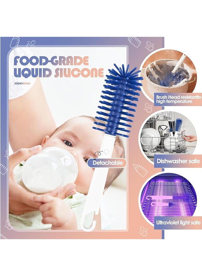 JCB CHIC 6 in 1 Bottle Cleaning Brush Set, Travel Baby Bottle Brush Cleaner Set with Silicone Bottle Brush Nipple Cleaner Brush Straw Brush Soap Dispenser Storage Box Bottle Drying Rack - Image 5