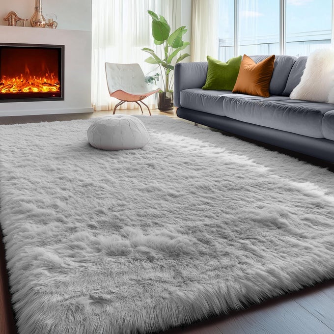 ULTRA SOFT FLUFFY AREA RUGS FOR BEDROOM BOYSSILVER RUGS CARPETS FOR KIDS ROOMSOFT PLUSH FURRY BEDSIDE RUGNONSLIP FLOOR FUZZY RUGS4X6 FT