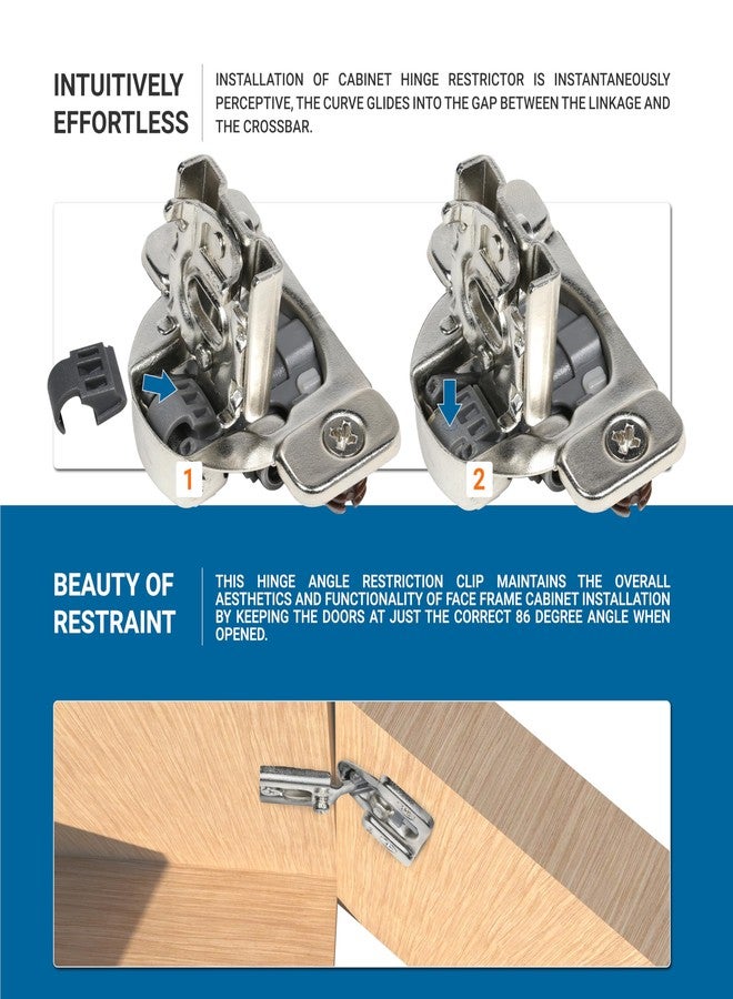 Rok 10 Pack Hardware Angle Restrictor Restriction Clips for Face Frame Hinges 86 Degree Kitchen Cabinet Door Restraints, NEH89 (Hinge is Sold Separately) - Image 3