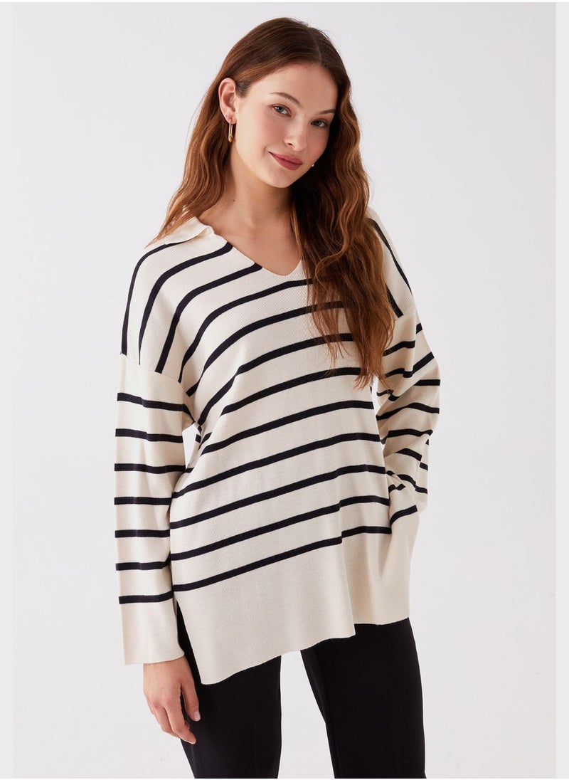 Polo Neck Striped Oversized Sweater - pzsku/ZDD8E236754E07F22772DZ/45/_/1698979932/e93933e5-58c7-4778-b920-75d5de3642e9