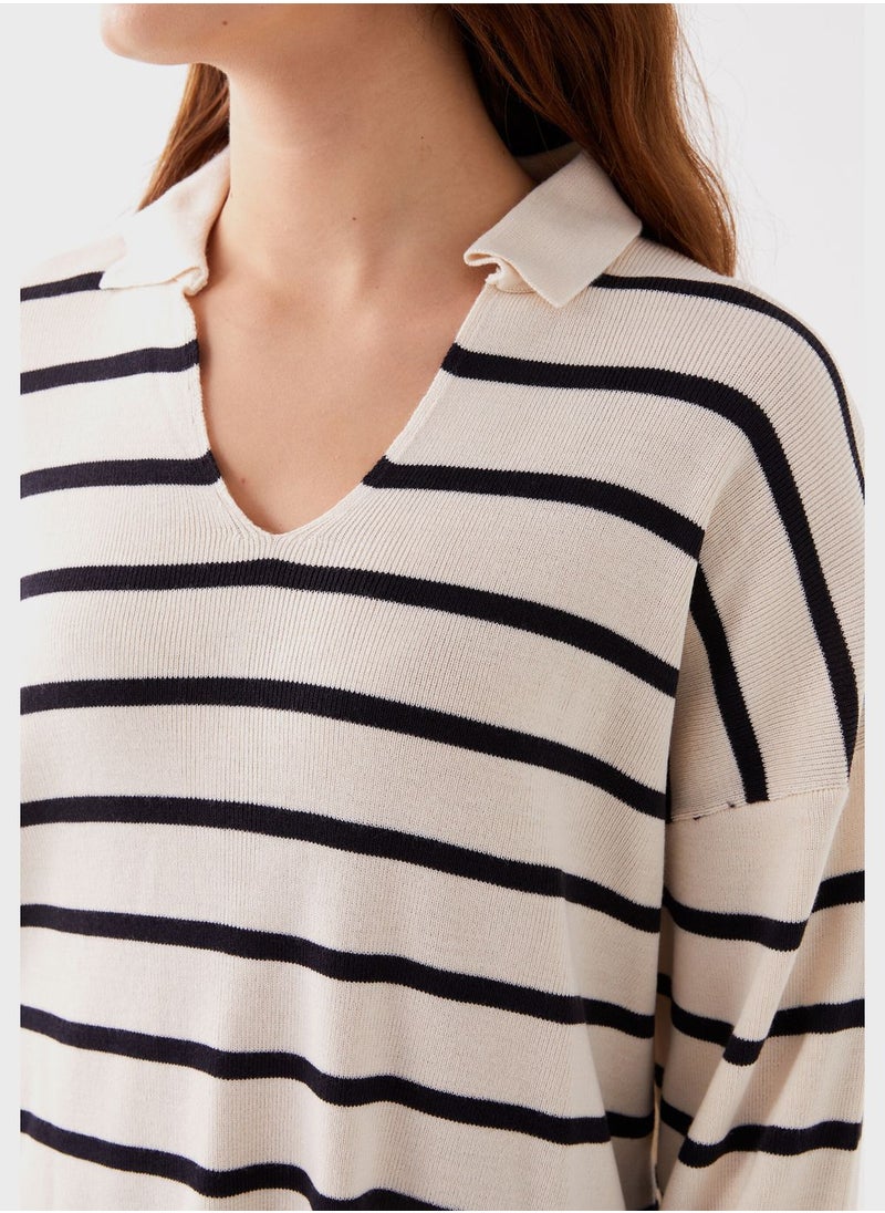 Polo Neck Striped Oversized Sweater - pzsku/ZDD8E236754E07F22772DZ/45/_/1698979935/d364e224-ac17-42dc-ab81-bdf9fde987d3