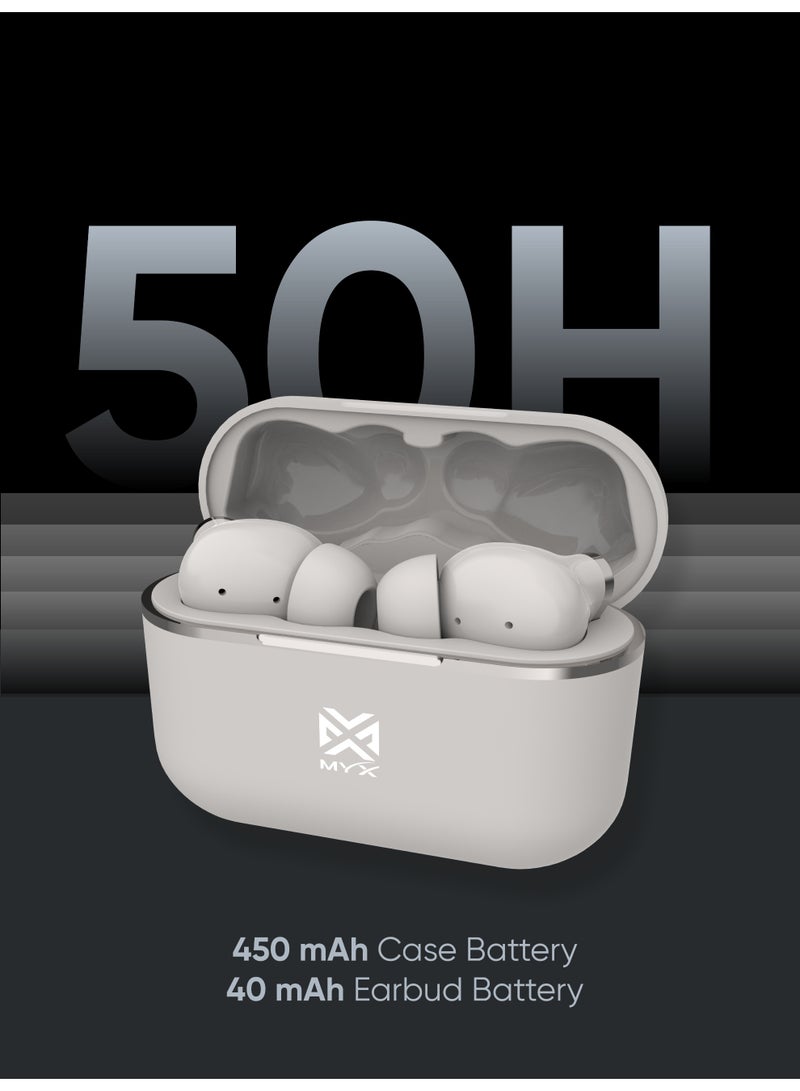 MYX MuseBuds MT60G True Wireless Earbuds | Environmental Noise Cancellation (ENC) with 4 Microphones | 50H Ultra-Long Battery Life | Bluetooth 5.3 | 11mm HD Sound Drivers | Type-C Fast Charging | Compatible with iPhone, Samsung, Android - Image 5