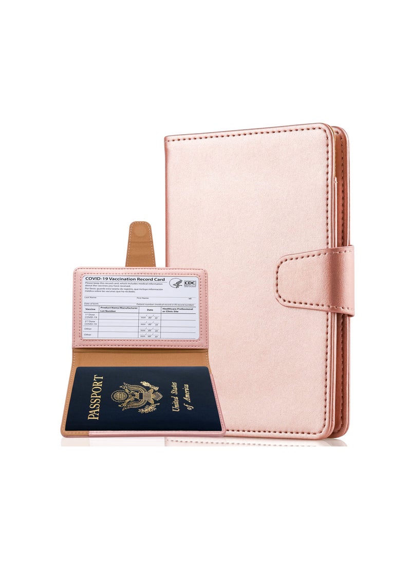 SYOSI Passport Holder, Passport Cover Case, PU Leather Passport Holder Travel Wallet for Passport, Credit Cards, Boarding Passes, (Rose Gold)  - Image 1