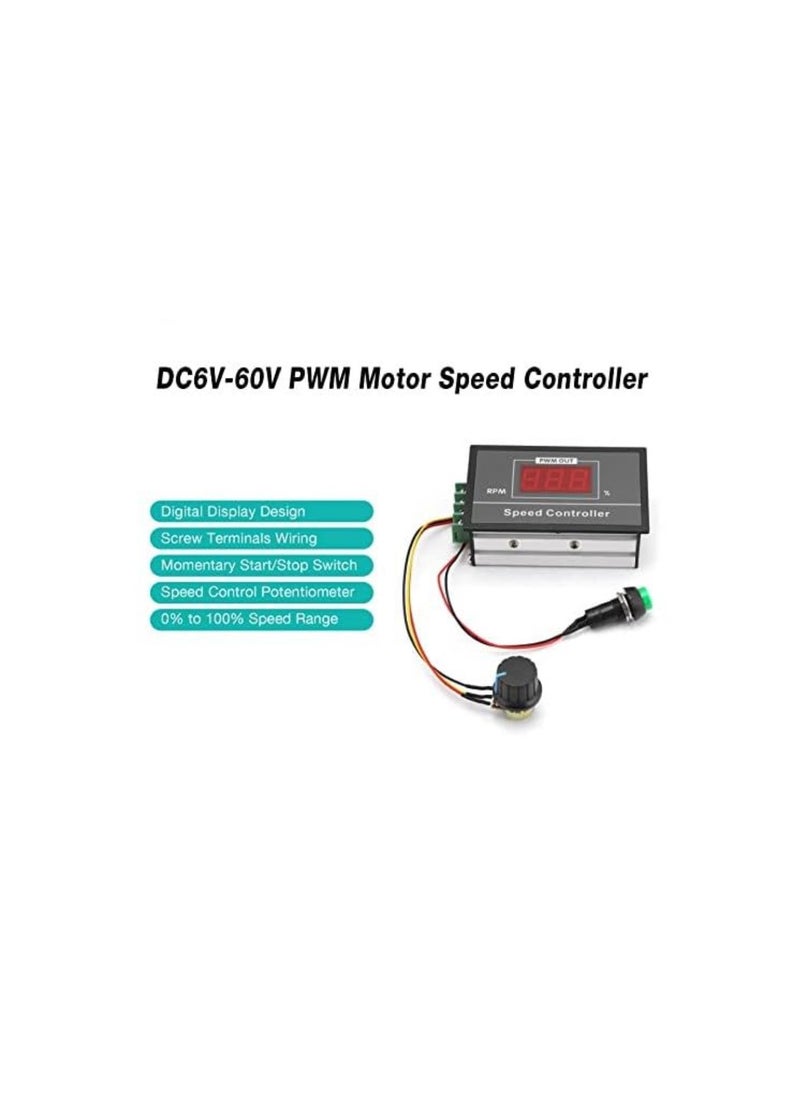 Generic - PWM DC Motor Speed Controller, Motor Speed Regulator Power Controller 6-60V 12V 24V 36V 48V 30A with LED Digital Display Slow Start/Stop Revolving Speed Time Adjustable - Image 1