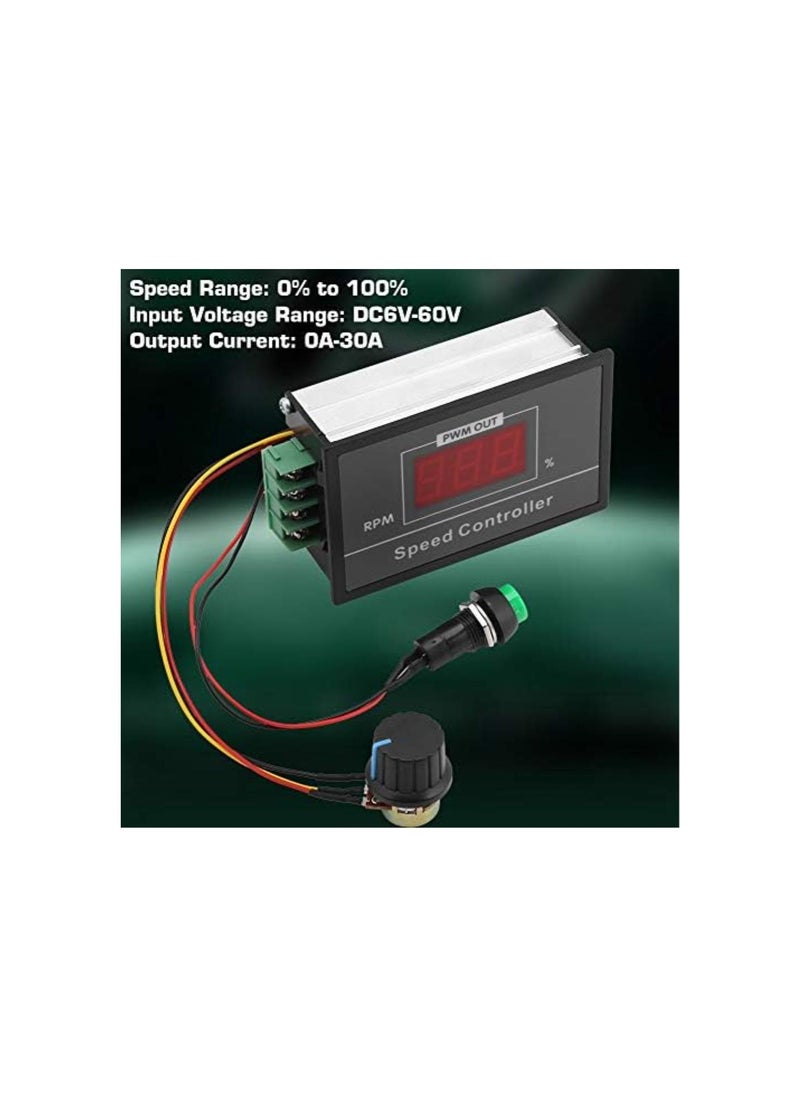 Generic - PWM DC Motor Speed Controller, Motor Speed Regulator Power Controller 6-60V 12V 24V 36V 48V 30A with LED Digital Display Slow Start/Stop Revolving Speed Time Adjustable - Image 1