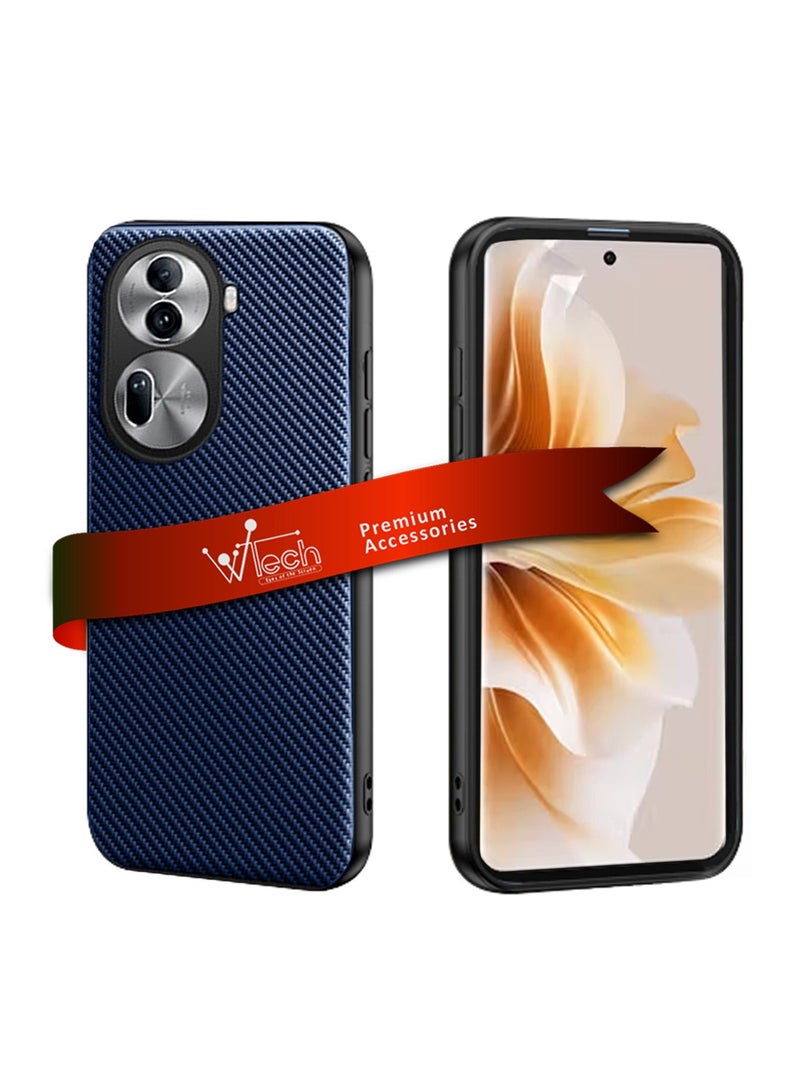 Wtech Hard Back Fabric Texture Side TPU Case Cover For Oppo Reno11 / Oppo Reno11 Pro 5G 2024 Navy Blue - Image 1