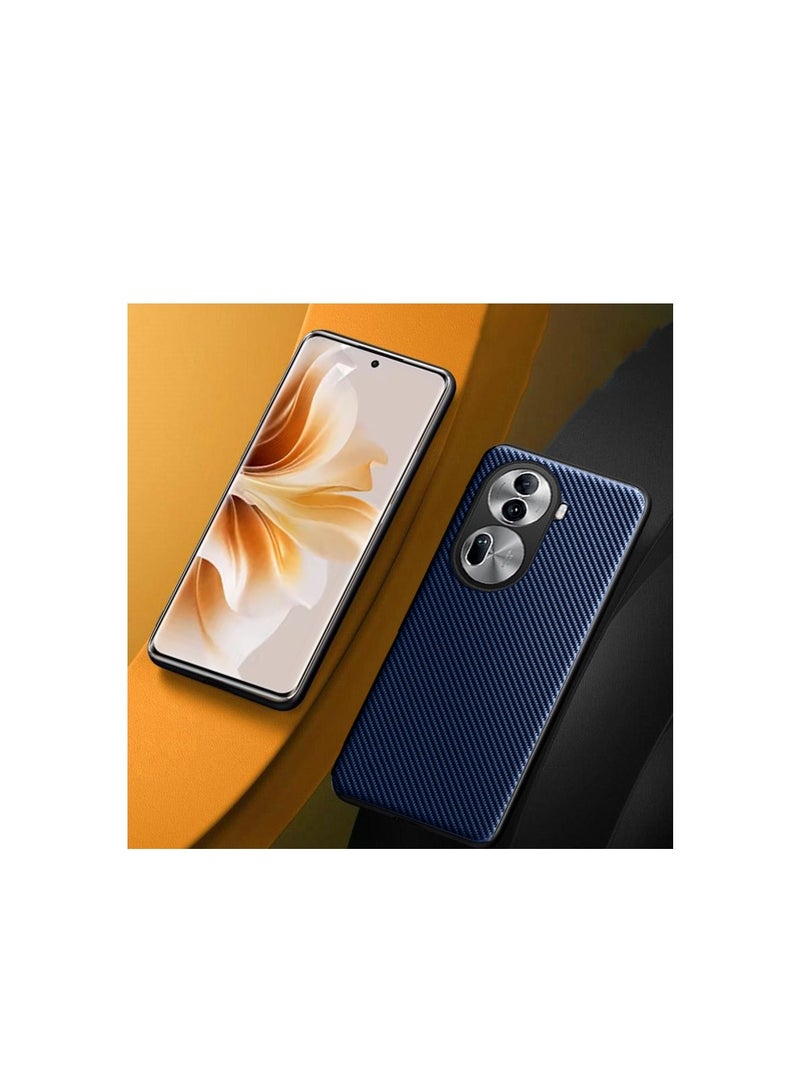 Wtech Hard Back Fabric Texture Side TPU Case Cover For Oppo Reno11 / Oppo Reno11 Pro 5G 2024 Navy Blue - Image 2