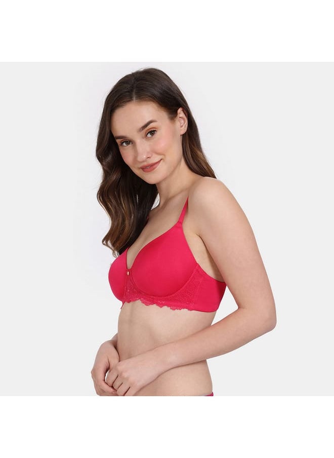 zivame Zivame Solid Padded Non-Wired Bra with Hook and Eye Closure  - Image 3