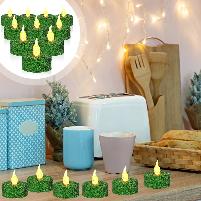 12pcs Candle Light Glitter Battery Powered Candle Light Flameless Candle - Image 1