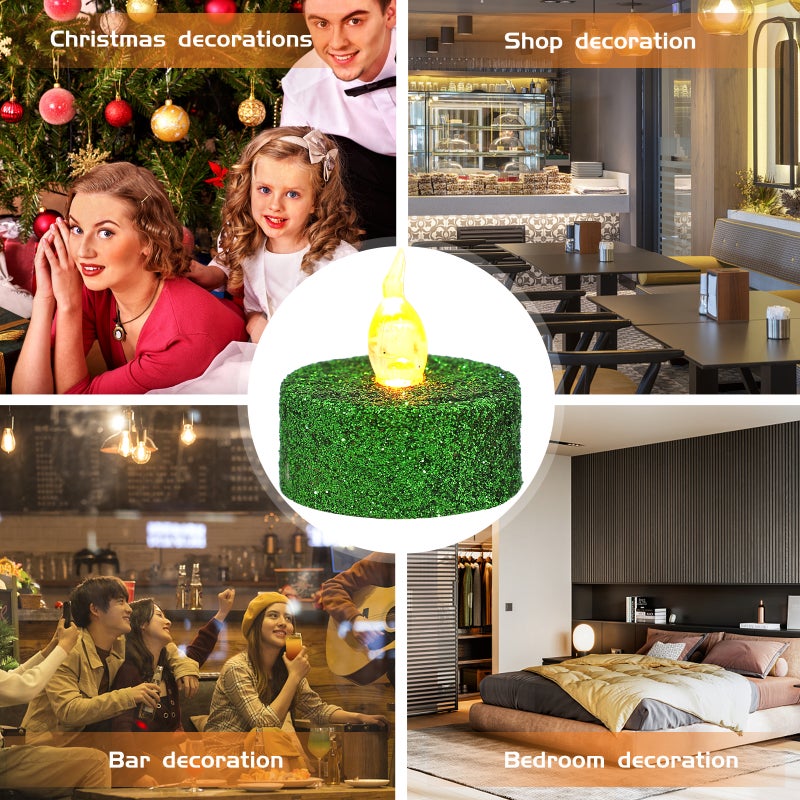 12pcs Candle Light Glitter Battery Powered Candle Light Flameless Candle - Image 4