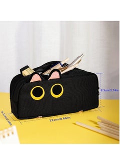 Generic Large Capacity Pencil Case Black Color, 3D Cat Pen Bags Pencil Pouch Organizer for Office College School.  - Image 2