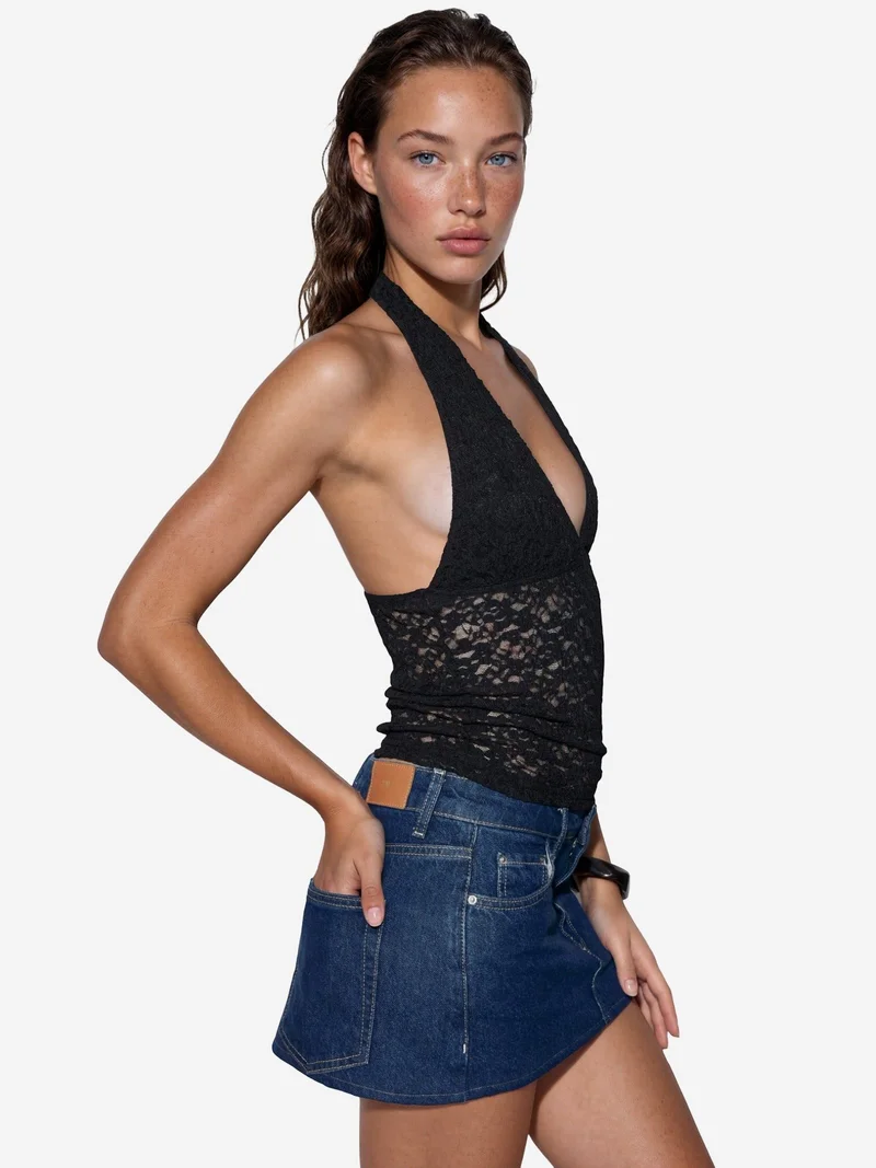 بوسيم BUSEM Women's Sequin Halter Crop Blouse