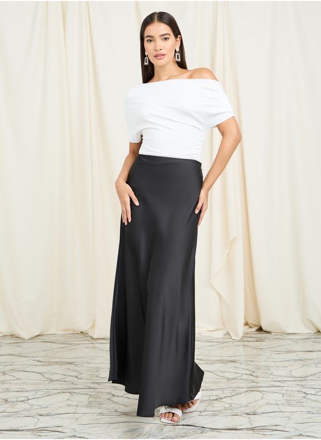 Styli - Off Shoulder Asymmetric Neck Short Sleeve Knit Top - Image 1