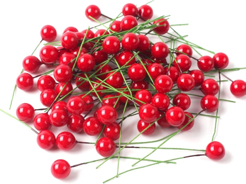 زينة توت كوبوكو الأحمر، عبوة من 50 توت هولي صناعي، زينة عيد الميلاد من توت هولي أحمر صغير 10 مم، لتزيين شجرة عيد الميلاد، إكليل عيد الميلاد، إكليل مجيء عيد الميلاد، اصنعها بنفسك