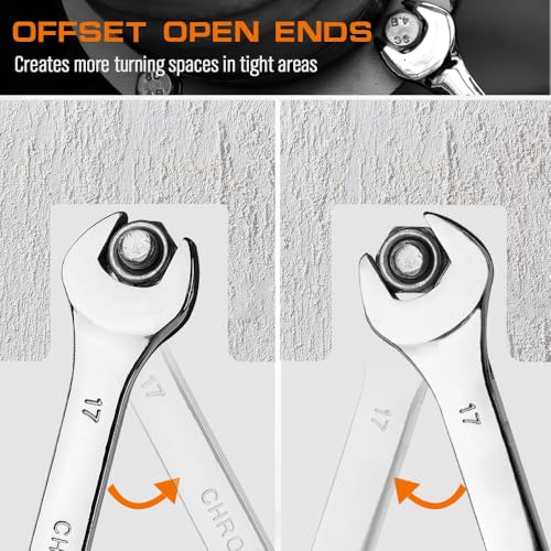 HORUSDY 15-Piece Metric Wrench Sets, Premium Combination Wrench Set Metric 8-22mm, Max Torque, 12-Point, Chrome Vanadium Steel, with Storage Rack - Image 3