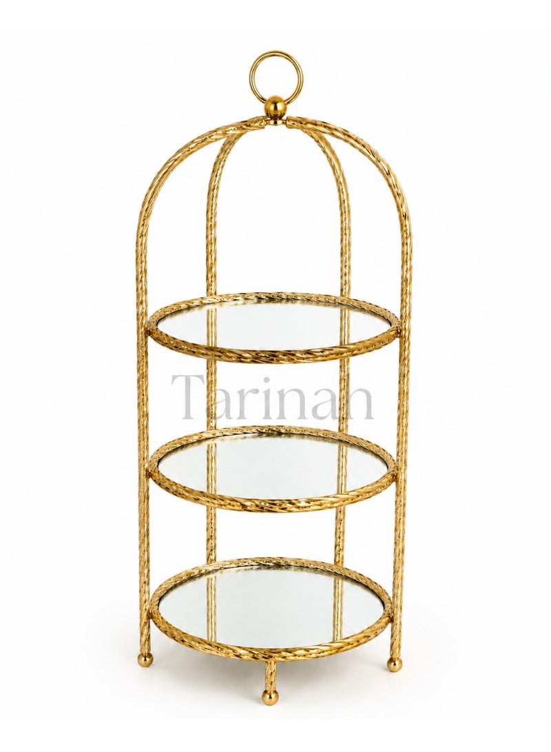 Luxury Gold 3-Tier Mirrored Display Stand for Desserts, Cakes & Home Decor - Image 2