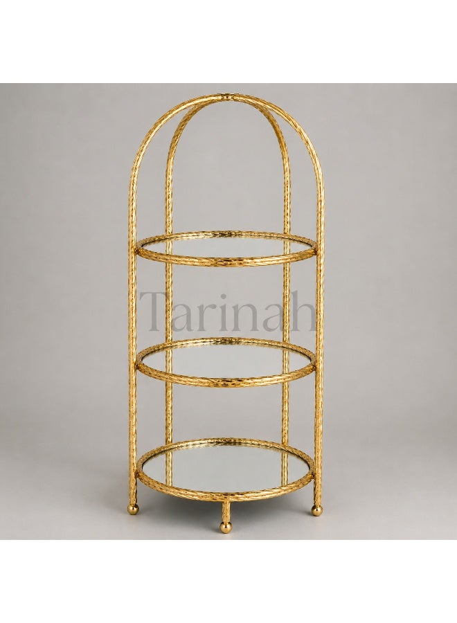 Luxury Gold 3-Tier Mirrored Display Stand for Desserts, Cakes & Home Decor - Image 1