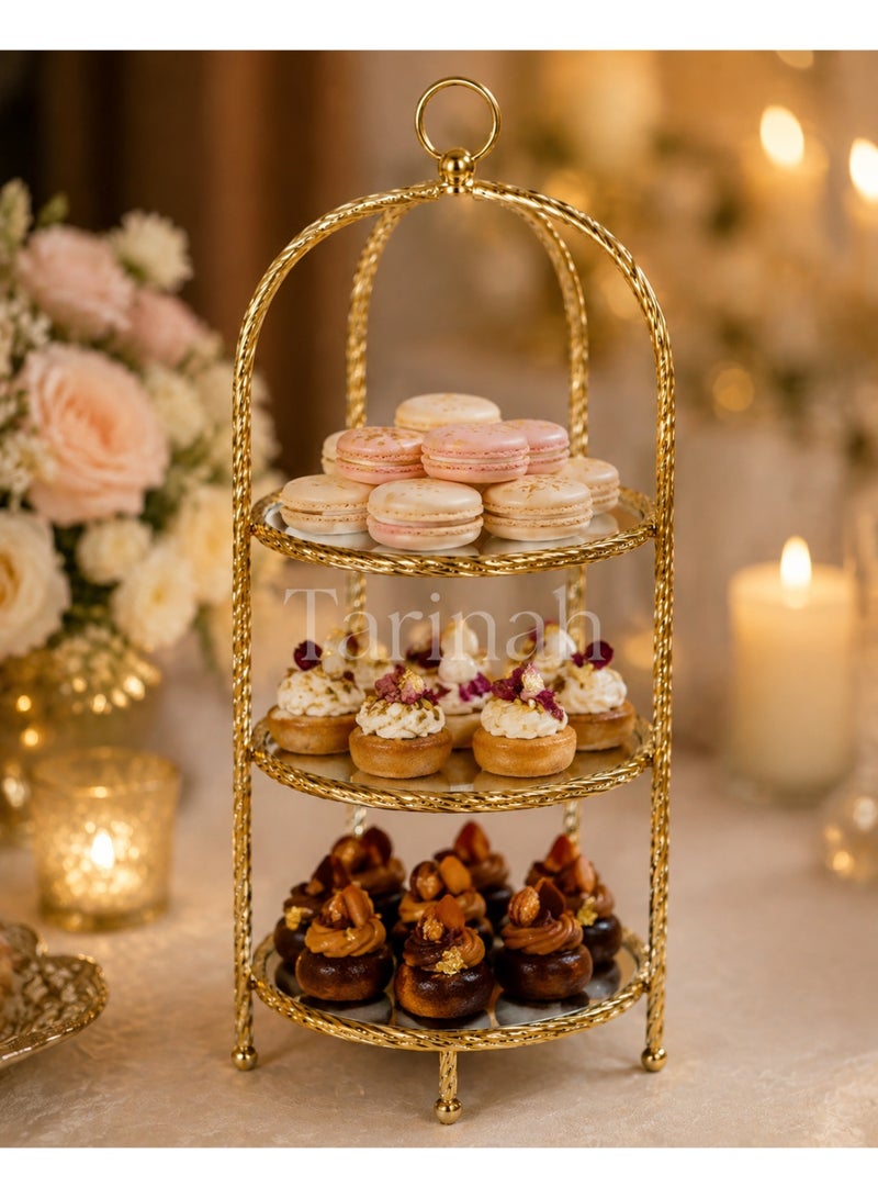 Luxury Gold 3-Tier Mirrored Display Stand for Desserts, Cakes & Home Decor - Image 5