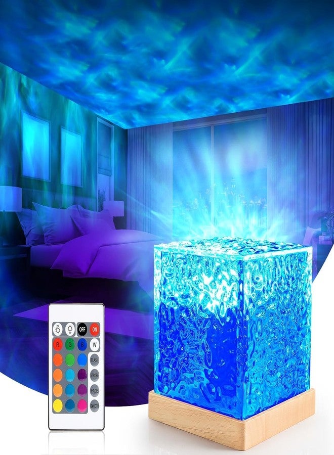 ZOREKI Ocean Wave Night Light Projector Lamp, 3D Water Wave Effect, 16 Colors Gradual Rotating LED Projection Night Lamp with Remote Control for Bedroom Decor-<+>(Ocean LAMP) - Image 1