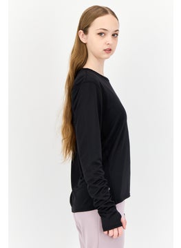 Adidas Women Sportswear Fit Long Sleeves Running T-Shirt, Black  - Image 4