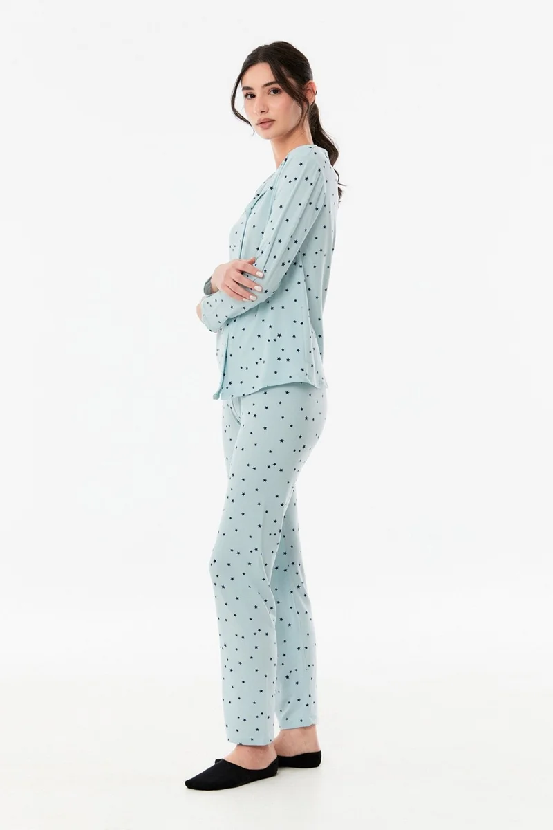 FullaModa Printed Buttoned Pajama Set