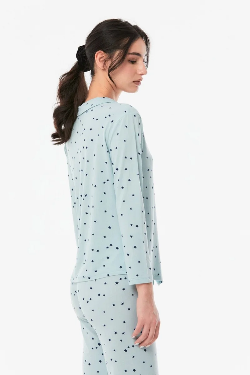 FullaModa Printed Buttoned Pajama Set