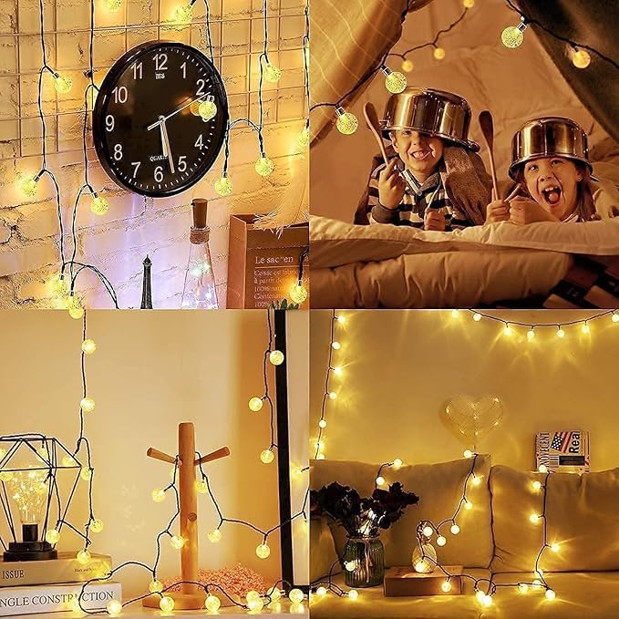 JUSTADIL Solar String Lights Outdoor,Warm White Crystal Ball Fairy Lights Waterproof Solar Powered String Lights for Garden,Decoration Lighting for Home, Garden, Patio, Yard and Party (100 LED 12M) - Image 3