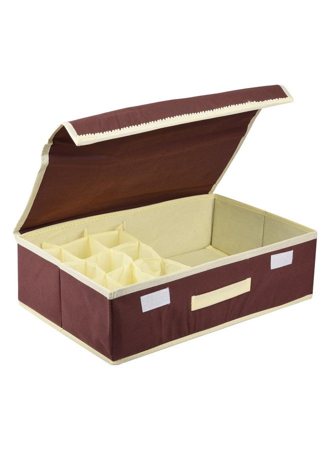 Kuber Industries Kuber Industries Undergarment Organizer | Cloth Organizer | Drawer Organizer | Storage Box for Bra-Panty-Socks-Ties | Drawer Divider for Scarves-Socks | Cream Patti | Brown  - Image 1