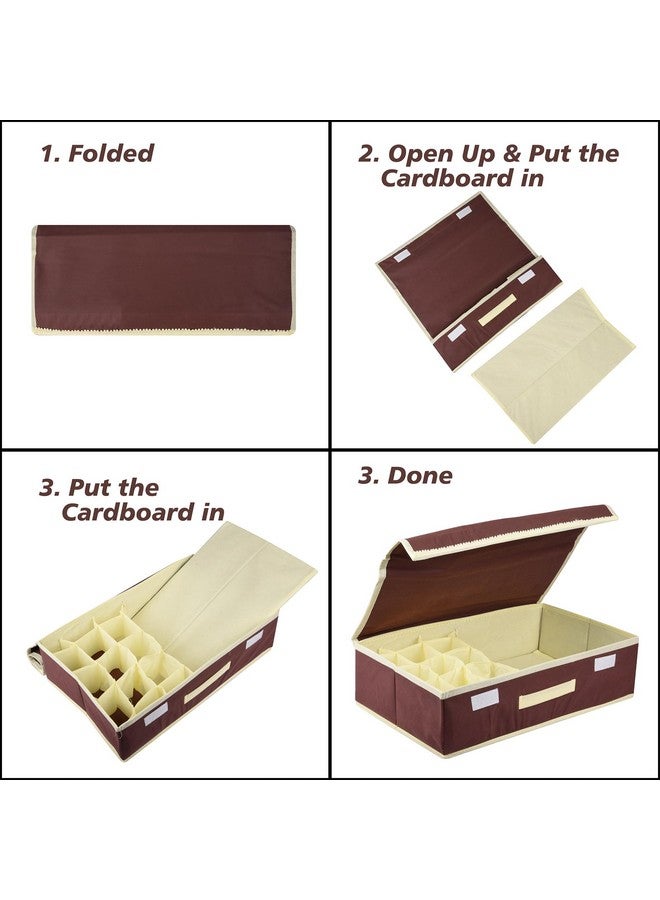 Kuber Industries Kuber Industries Undergarment Organizer | Cloth Organizer | Drawer Organizer | Storage Box for Bra-Panty-Socks-Ties | Drawer Divider for Scarves-Socks | Cream Patti | Brown  - Image 5