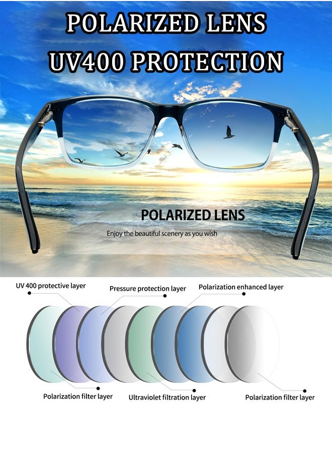 AZorb - Polarized Sunglasses for Men Women Lightweight Eye Glasses Tr90 Frame Square Men's Sun Glassess UV400 Protection Shades Black - Image 1