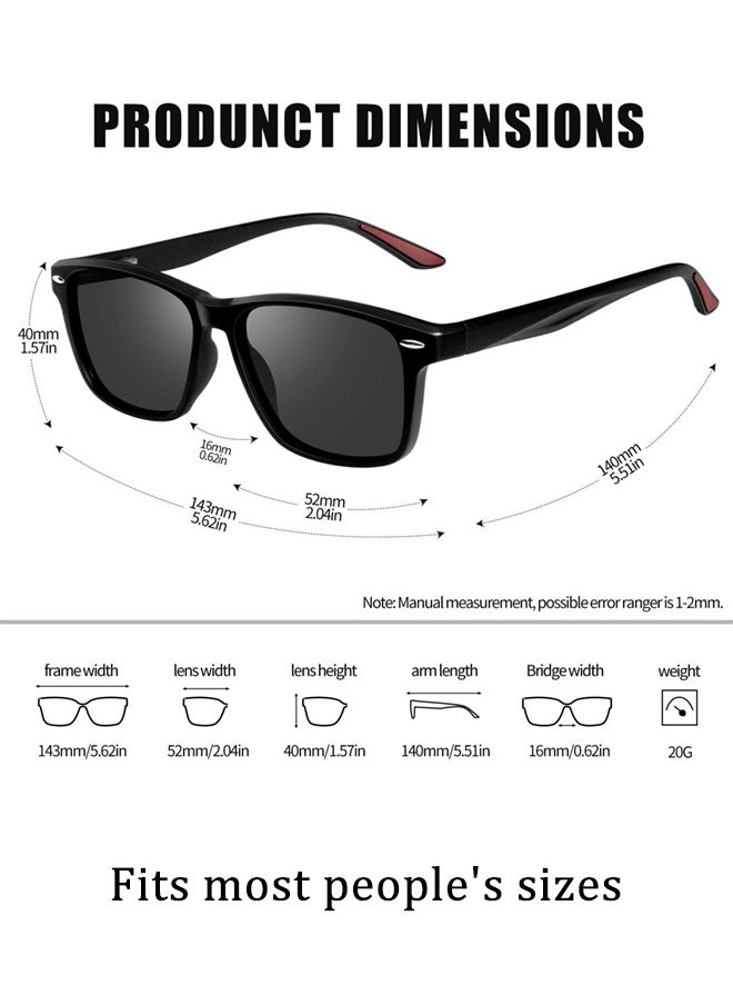 AZorb - Polarized Sunglasses for Men Women Lightweight Eye Glasses Tr90 Frame Square Men's Sun Glassess UV400 Protection Shades Black - Image 1