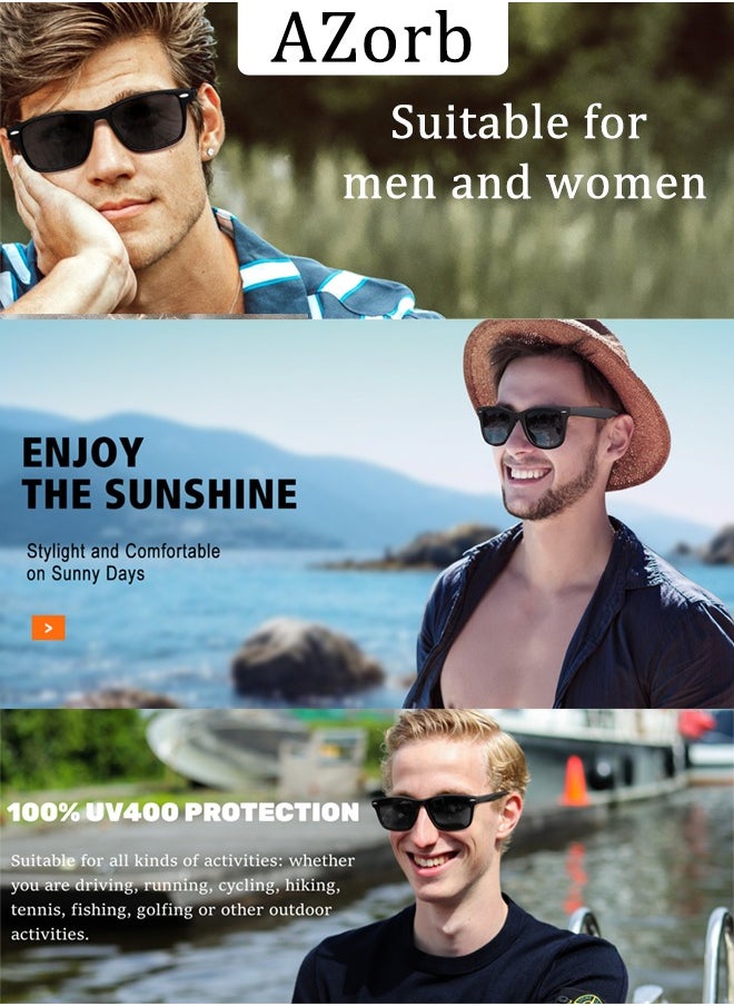 AZorb - Polarized Sunglasses for Men Women Lightweight Eye Glasses Tr90 Frame Square Men's Sun Glassess UV400 Protection Shades Black - Image 1