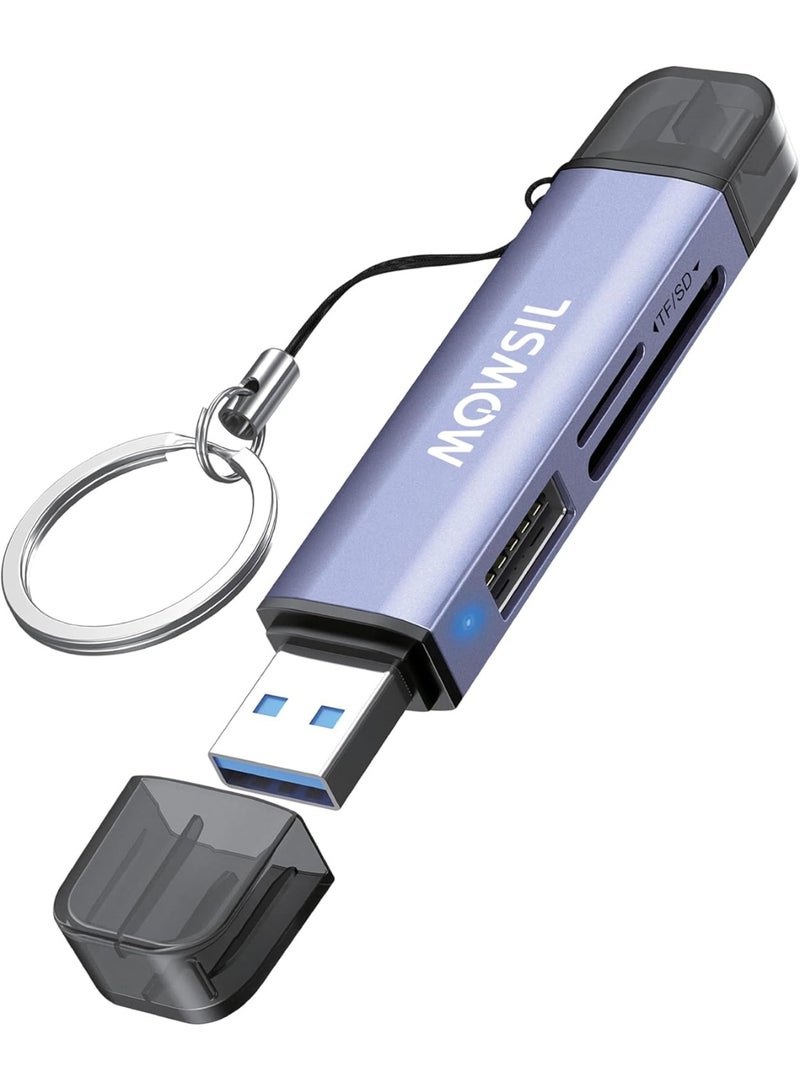 Mowsil 3-in-1 SD Card Reader USB 3.0 & USB-C OTG Dual Slot Adapter for SD, Micro SD, SDHC, SDXC, MMC - Image 1