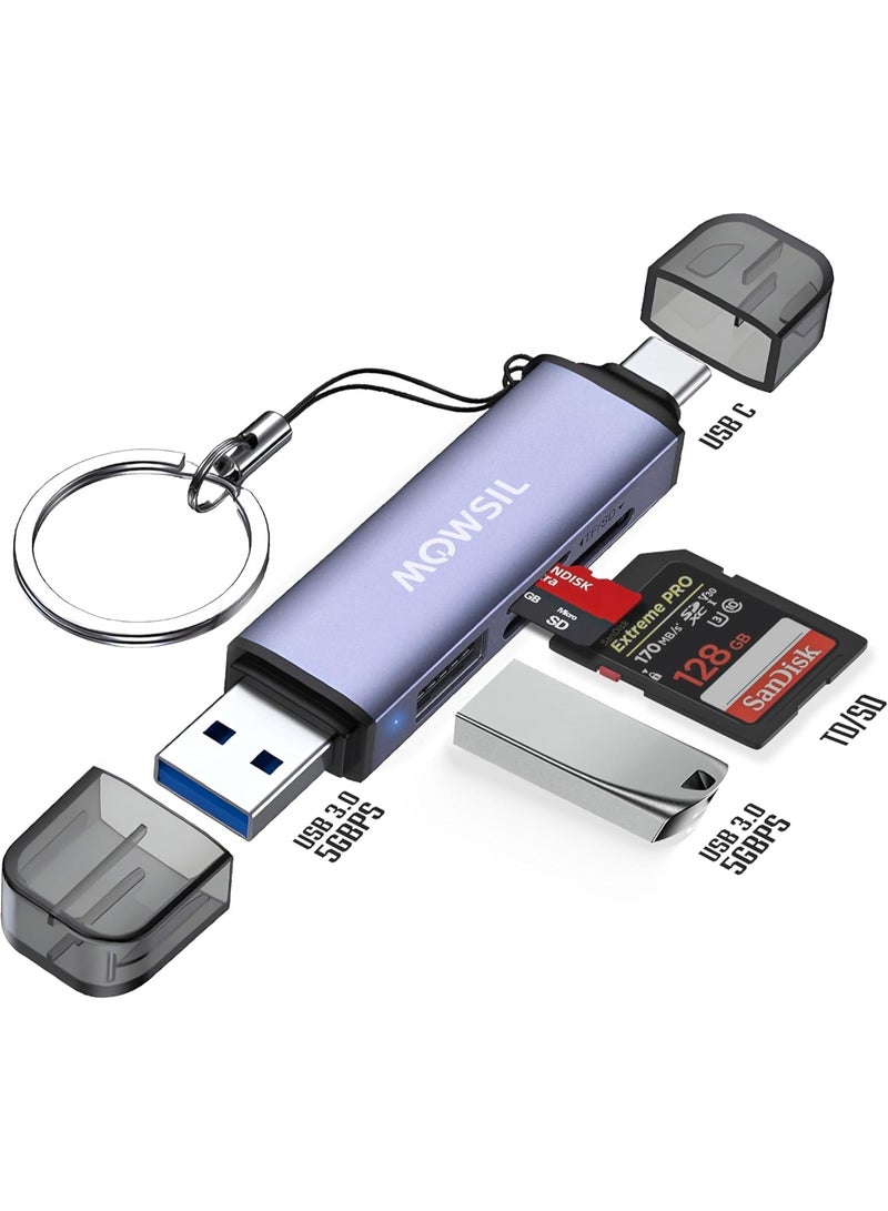 Mowsil 3-in-1 SD Card Reader USB 3.0 & USB-C OTG Dual Slot Adapter for SD, Micro SD, SDHC, SDXC, MMC - Image 2