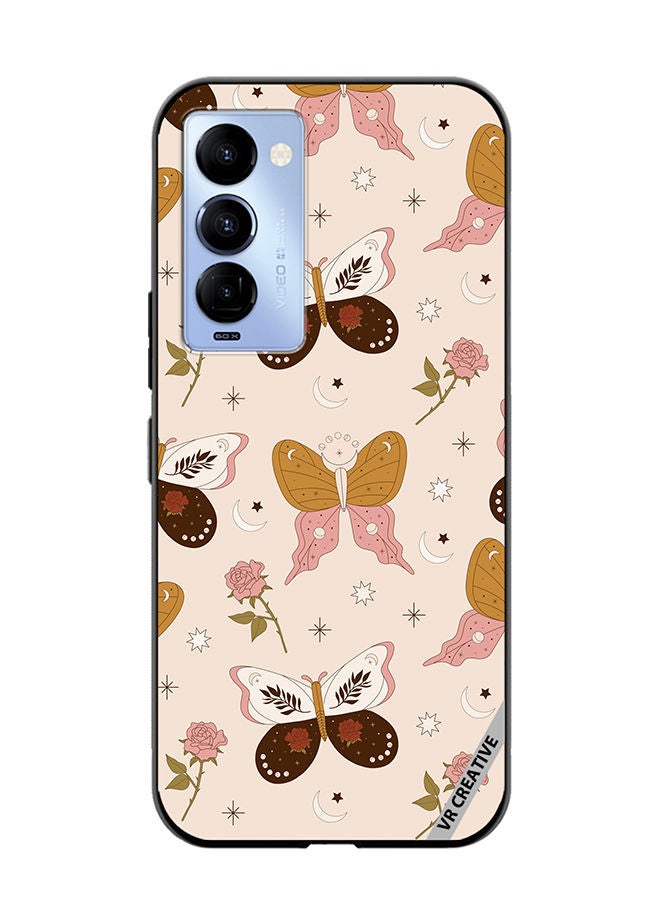 VR CREATIVE Protective Case Cover For Tecno Camon 18/18 P Boho Magical Flowers And Butterfly Design Multicolour - Image 1
