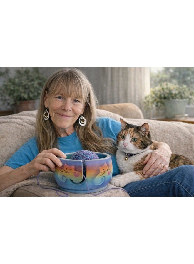 Of Earth and Ocean Kitty Cat Yarn Bowl by Award-Winning Artist Judith Stiles. Handmade in USA (Cape Cod). Pottery Knitting & Crochet Bowl, Handmade Durable Pottery. Gift for Knitters, Cat Lovers and Animal Lovers. - Image 5
