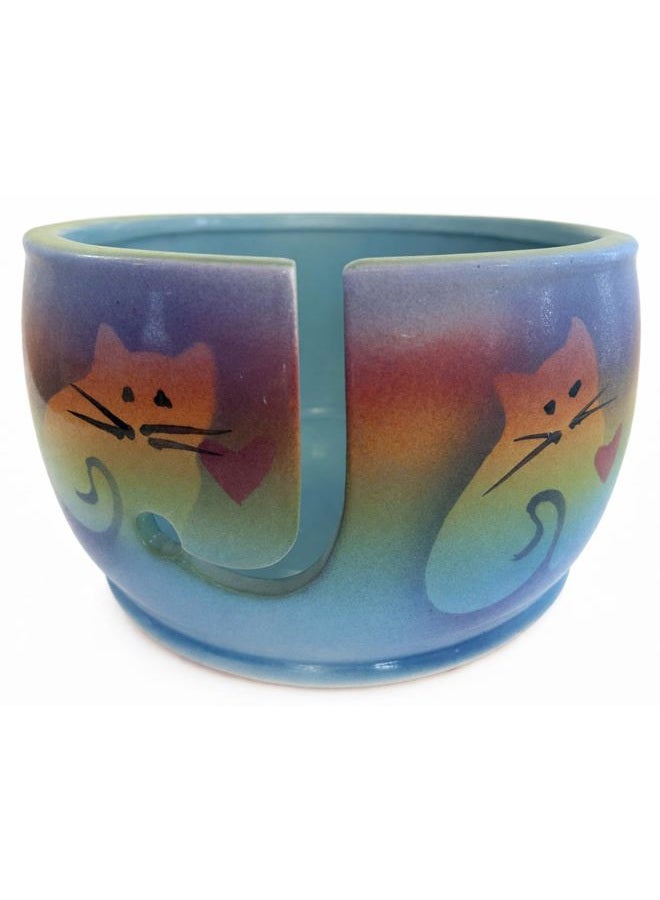 Of Earth and Ocean Kitty Cat Yarn Bowl by Award-Winning Artist Judith Stiles. Handmade in USA (Cape Cod). Pottery Knitting & Crochet Bowl, Handmade Durable Pottery. Gift for Knitters, Cat Lovers and Animal Lovers. - Image 1