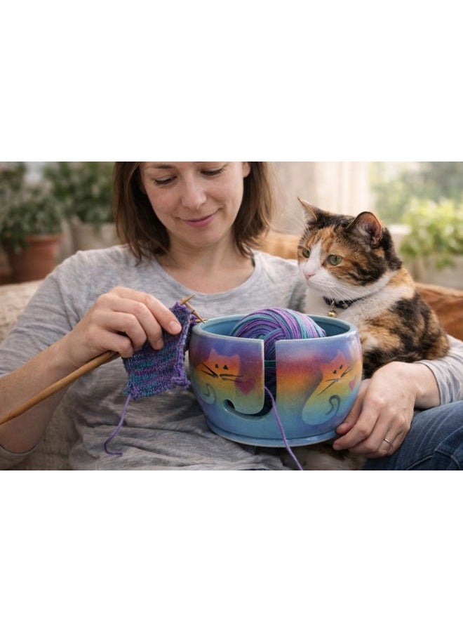Of Earth and Ocean Kitty Cat Yarn Bowl by Award-Winning Artist Judith Stiles. Handmade in USA (Cape Cod). Pottery Knitting & Crochet Bowl, Handmade Durable Pottery. Gift for Knitters, Cat Lovers and Animal Lovers. - Image 4