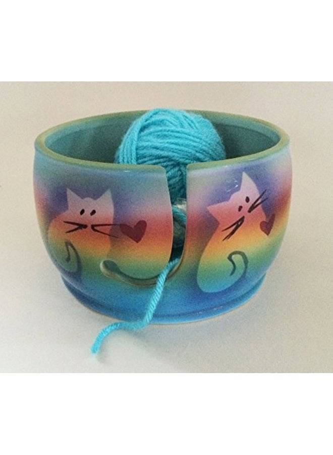 Of Earth and Ocean Kitty Cat Yarn Bowl by Award-Winning Artist Judith Stiles. Handmade in USA (Cape Cod). Pottery Knitting & Crochet Bowl, Handmade Durable Pottery. Gift for Knitters, Cat Lovers and Animal Lovers. - Image 2