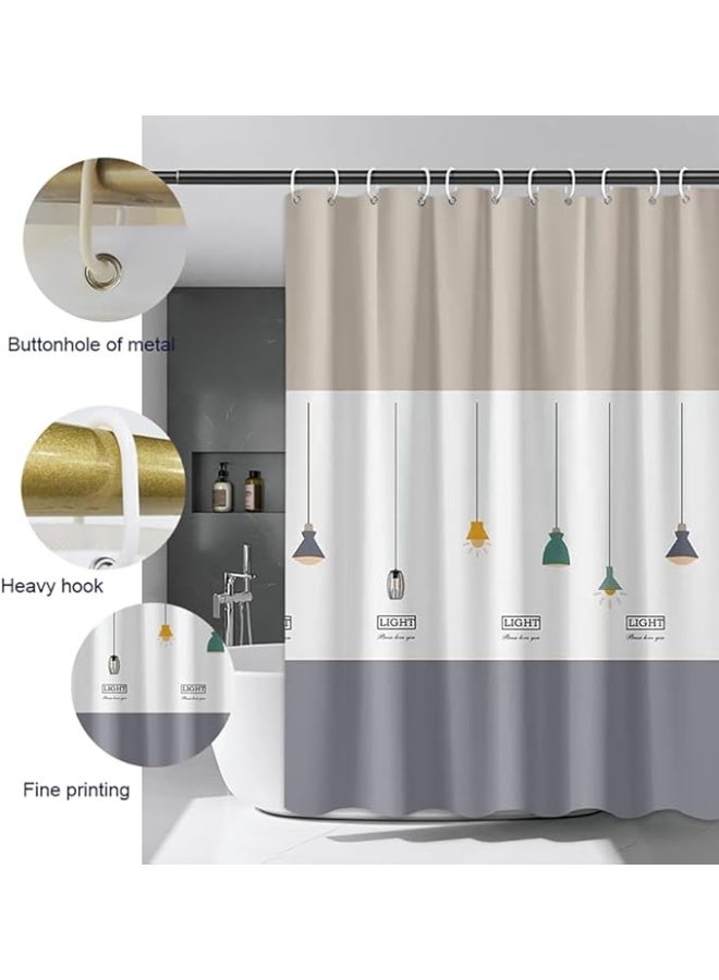 Decorative PEVA Shower Curtain Liner Set with  Plastic Hooks, 72" W x 72" H Waterproof Bathroom Shower Curtain Set(No Curtail Rod) - Image 5