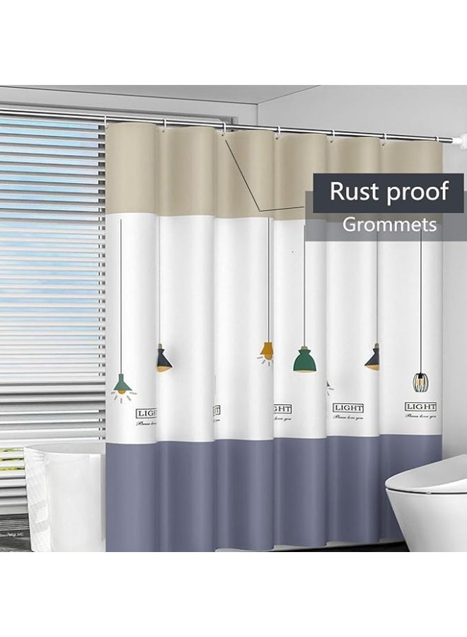 Decorative PEVA Shower Curtain Liner Set with  Plastic Hooks, 72" W x 72" H Waterproof Bathroom Shower Curtain Set(No Curtail Rod) - Image 4