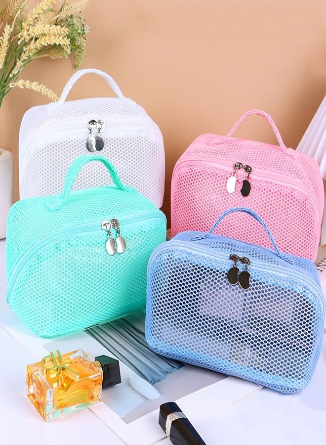JRM Women’s Large Capacity Cosmetic Travel Bag - Waterproof Leather Makeup Organizer with Wide Opening, Dividers with Handle (See Through Cross Open, Pink) - Image 2