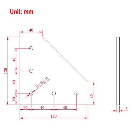 Zeberoxyz 8PCS/Kit Silver L Shape Corner Bracket Plate with Screws and T-Nuts, 5-Hole 90 Degree Joint Board Plate for 4040 Series Aluminum Profile 3D Printer Frame (4040 Series Silver-L with Nut) - Image 2