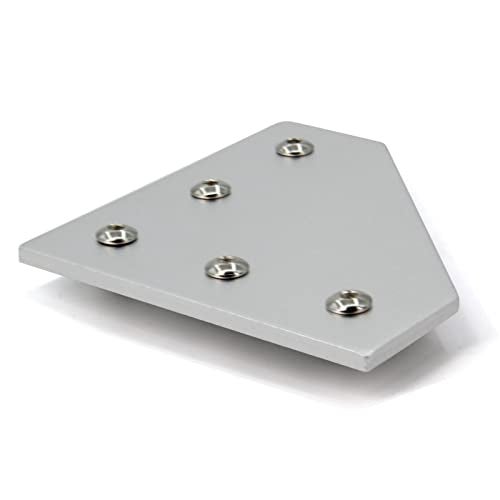 Zeberoxyz 8PCS/Kit Silver L Shape Corner Bracket Plate with Screws and T-Nuts, 5-Hole 90 Degree Joint Board Plate for 4040 Series Aluminum Profile 3D Printer Frame (4040 Series Silver-L with Nut) - Image 4