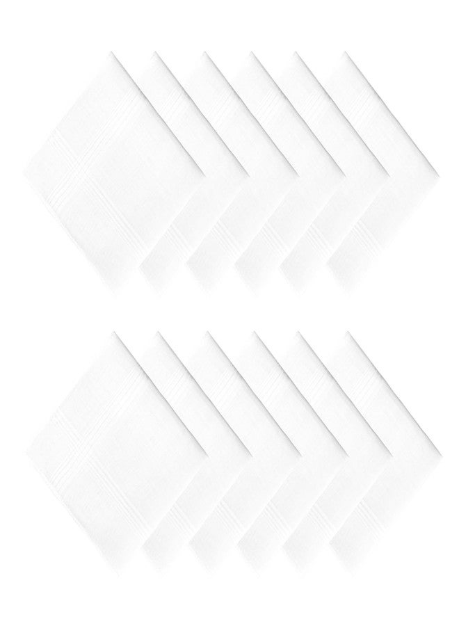 ZGZUN 12 Pack Men's Handkerchiefs White Handkerchiefs for Men Solid Color Mens Hankies Gents Hankerchieves with Stripe for Wedding Party - Image 1