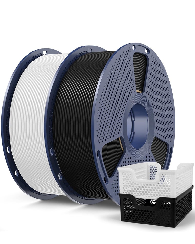 SUNLU PLA+2.0 Filament 1.75mm Black & White 2KG, High Speed PLA Plus Tougher and Stronger 3D Printer Filament Dimensional Accuracy +/- 0.02mm, 2 Pcs 1kg Spool(2.2lbs) Fits for Most FDM 3D Printers - Image 1