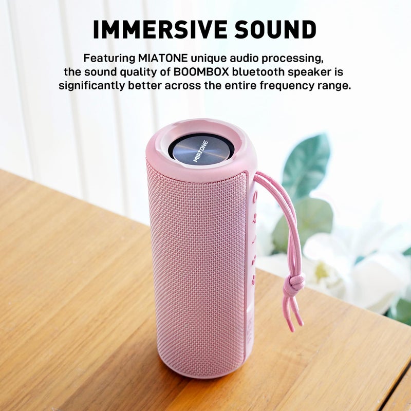MIATONE Outdoor Portable Bluetooth Speakers Wireless Speaker Waterproof - Pink - Image 2