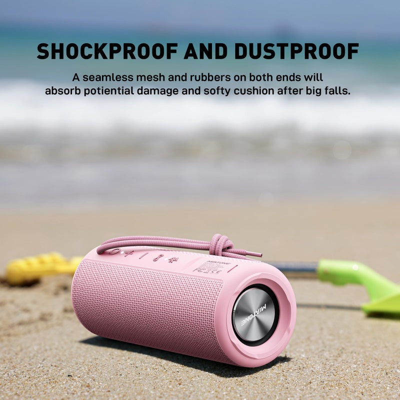 MIATONE Outdoor Portable Bluetooth Speakers Wireless Speaker Waterproof - Pink - Image 3