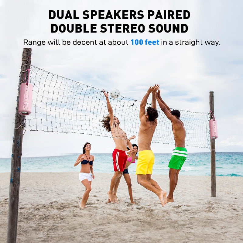 MIATONE Outdoor Portable Bluetooth Speakers Wireless Speaker Waterproof - Pink - Image 5