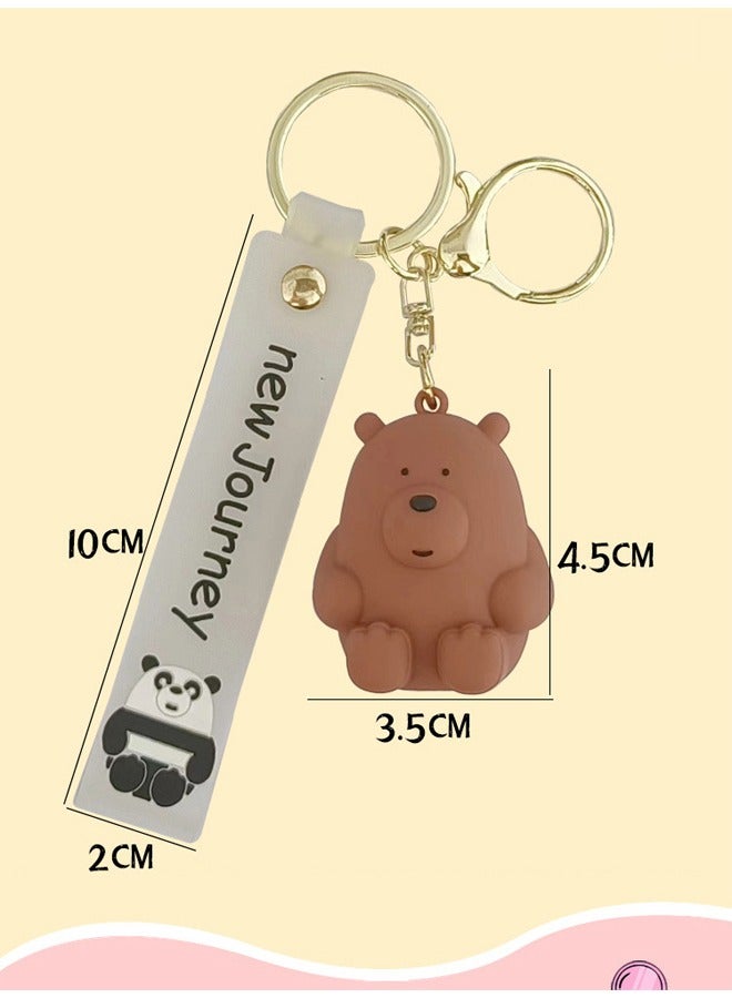 اتش واي لطيف الكرتون يجلس الدب سلسلة المفاتيح لحقائب اليد والمحافظ والحقائب وحقائب الظهر ، حلقة المفاتيح المعدنية - Image 2